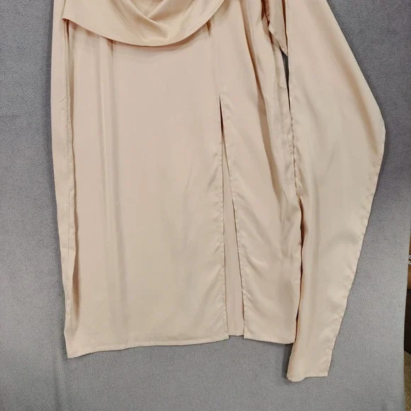 Nasty Gal Slip Dress 8 Wrap Drape Midi Spaghetti Front Knot‎ Oyster Cream NEW - Picture 9 of 12